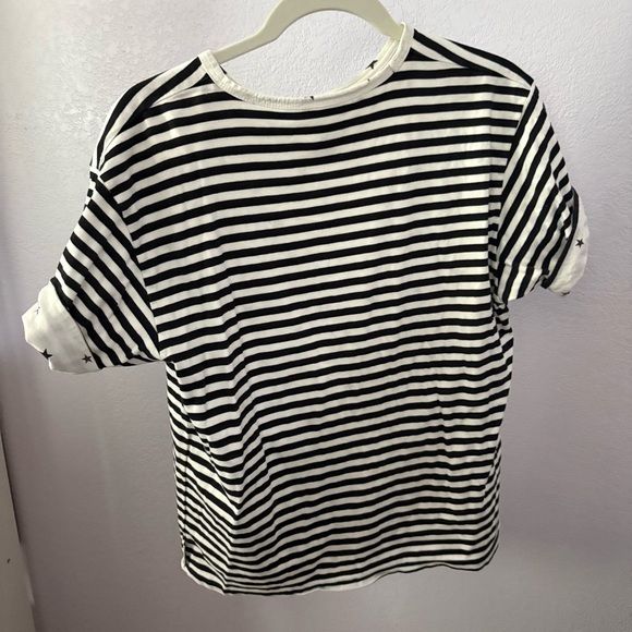 UNIFORM EXPERIMENT x FRAGMENT sz 1 S Reversible Tshirt White Striped Black Star - Picture 9 of 13